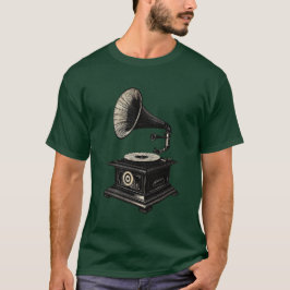 Klassieke Retro Platenspeler Lijn T-shirt
