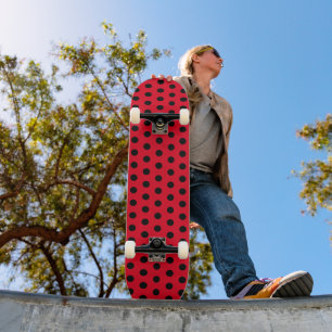 Klassieke Retro Polka Dots Rood en Zwart Persoonlijk Skateboard