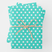 Klassieke Retro Polka Dots Turquoise Blauw & Wit Inpakpapier Vel (In situ)