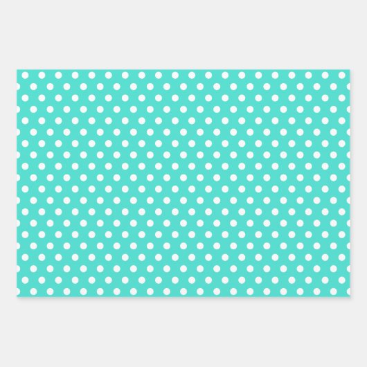 Klassieke Retro Polka Dots Turquoise Blauw & Wit Inpakpapier Vel (Voorkant)