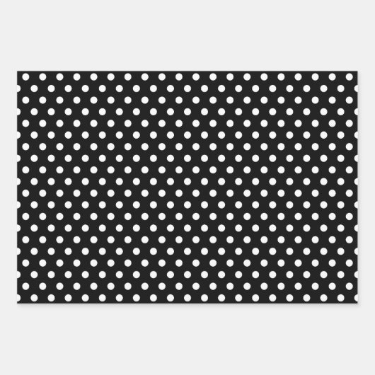 Klassieke Retro Polka Dots Zwart en Wit Inpakpapier Vel (Voorkant)