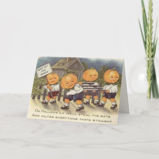 Klassieke Retro Pompoen-Kop Kinderen Custom Hallow Feestdagen Kaart (Voorkant)