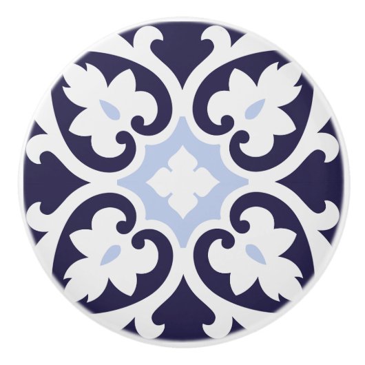 Klassieke retro Portugese marineblauw Keramische Knop (Voorkant)