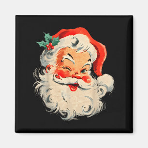 Klassieke Retro Prettig Kerst Koele Kerstman Gezic Magneet