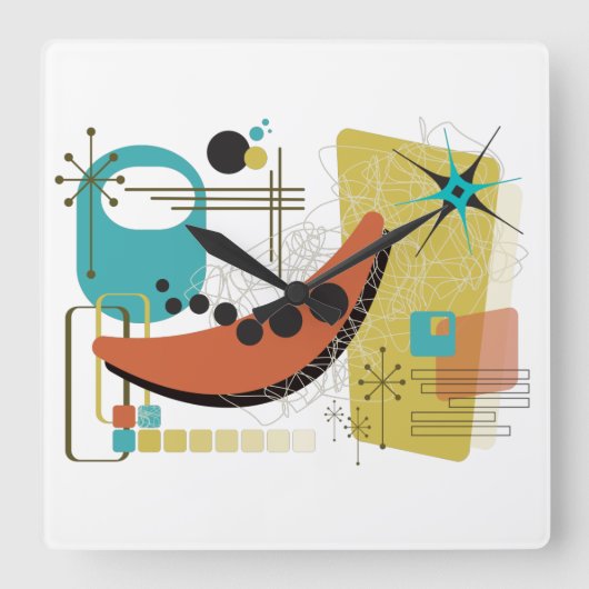 Klassieke Retro Redux Vierkante Klok (Voorkant)