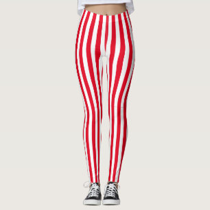 Klassieke retro rode en witte verticale strepen leggings