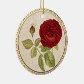 Klassieke Retro Rode Roos Kerst Keramiek Ornament (Rechts)