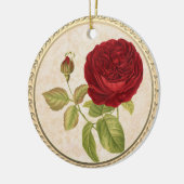 Klassieke Retro Rode Roos Kerst Keramiek Ornament (Links)