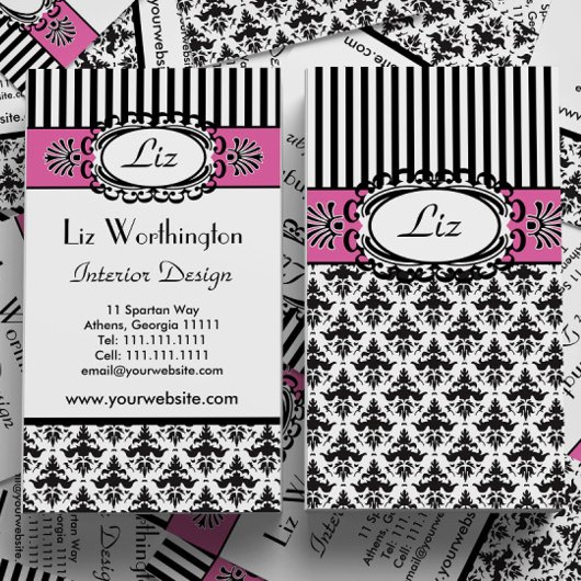 Klassieke Retro Roze en Zwart Paris Chic Visitekaartje