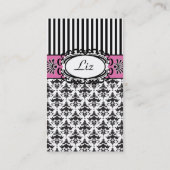 Klassieke Retro Roze en Zwart Paris Chic Visitekaartje (Achterkant)