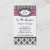 Klassieke Retro Roze en Zwart Paris Chic Visitekaartje (Voorkant)