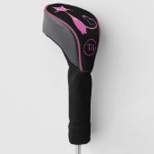Klassieke Retro Roze keuty Cat Heart Tail Monogram Golfheadcover (Schuin)