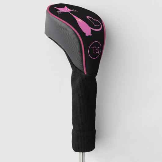 Klassieke Retro Roze keuty Cat Heart Tail Monogram Golfheadcover
