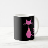 Klassieke Retro Roze keuty Cat Heart Tail Monogram Koffiemok (Voorkant rechts)
