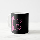 Klassieke Retro Roze keuty Cat Heart Tail Monogram Koffiemok (Voorkant links)