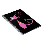 Klassieke Retro Roze keuty Cat Heart Tail Monogram Notitieboek (Rechterzijde)