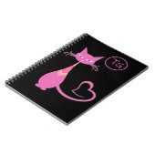 Klassieke Retro Roze keuty Cat Heart Tail Monogram Notitieboek (Linkerzijde)