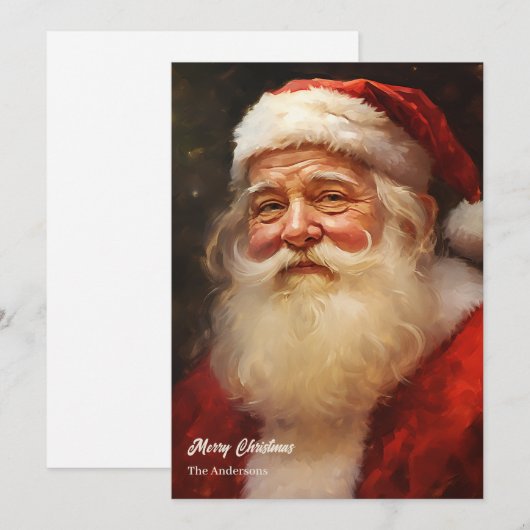 Klassieke retro Santa Claus glimlachend rood pet Feestdagenkaart (Voorkant / Achterkant)