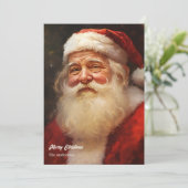 Klassieke retro Santa Claus glimlachend rood pet Feestdagenkaart (Staand voorkant)