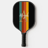 Klassieke Retro Stripes Monogram Script Naam Aange Pickleball Paddle (Achterkant)