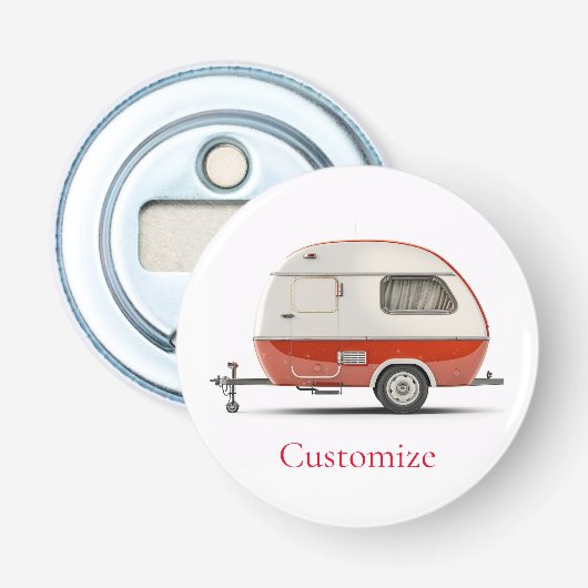 Klassieke Retro Teardrop Camper Thunder_Cove Button Flesopener (Voorkant)