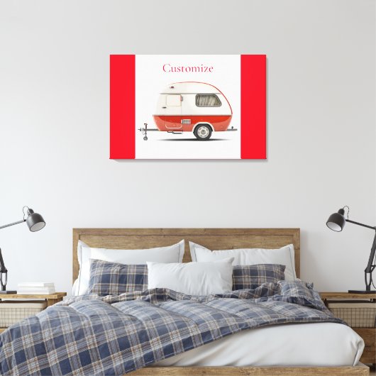 Klassieke Retro Teardrop Camper Thunder_Cove Canvas Afdruk (Insitu (Slaapkamer))