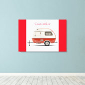 Klassieke Retro Teardrop Camper Thunder_Cove Canvas Afdruk (Insitu (Houten vloer))