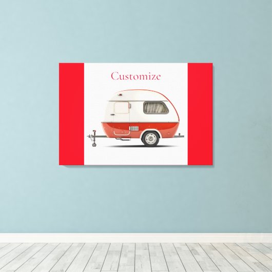 Klassieke Retro Teardrop Camper Thunder_Cove Canvas Afdruk (Insitu (Houten vloer))