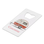 Klassieke Retro Teardrop Camper Thunder_Cove Creditkaart Flessenopener (Voorkant Gekanteld)