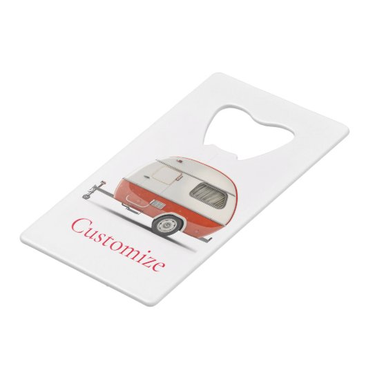 Klassieke Retro Teardrop Camper Thunder_Cove Creditkaart Flessenopener (Voorkant Gekanteld)