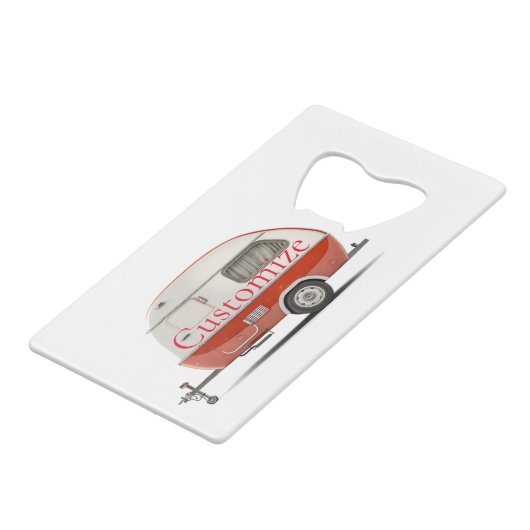 Klassieke Retro Teardrop Camper Thunder_Cove Creditkaart Flessenopener (Achterkant Gekanteld)