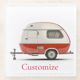 Klassieke Retro Teardrop Camper Thunder_Cove Glazen Onderzetter