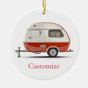 Klassieke Retro Teardrop Camper Thunder_Cove Keramisch Ornament