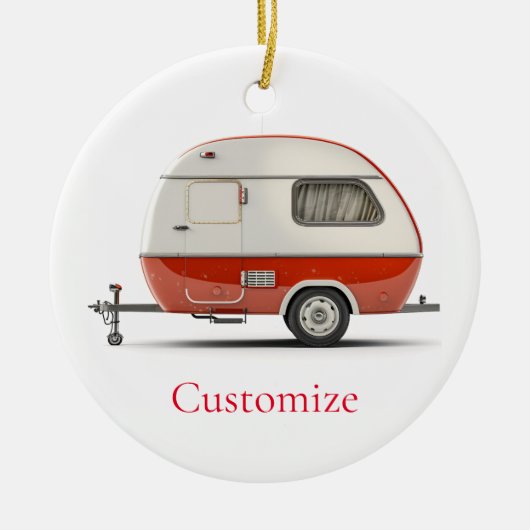 Klassieke Retro Teardrop Camper Thunder_Cove Keramisch Ornament (Voorkant)