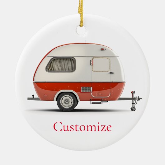 Klassieke Retro Teardrop Camper Thunder_Cove Keramisch Ornament (Achterkant)