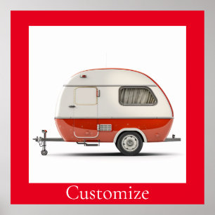 Klassieke Retro Teardrop Camper Thunder_Cove Poster