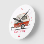 Klassieke Retro Teardrop Camper Thunder_Cove Ronde Klok (Hoek)