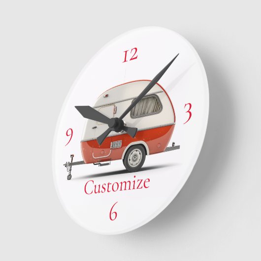 Klassieke Retro Teardrop Camper Thunder_Cove Ronde Klok (Hoek)