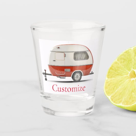 Klassieke Retro Teardrop Camper Thunder_Cove Shot Glas (Voorkant)