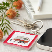 Klassieke Retro Teardrop Camper Thunder_Cove Sleutelhanger (Voorkant Rechts)