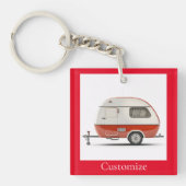 Klassieke Retro Teardrop Camper Thunder_Cove Sleutelhanger (voorkant)
