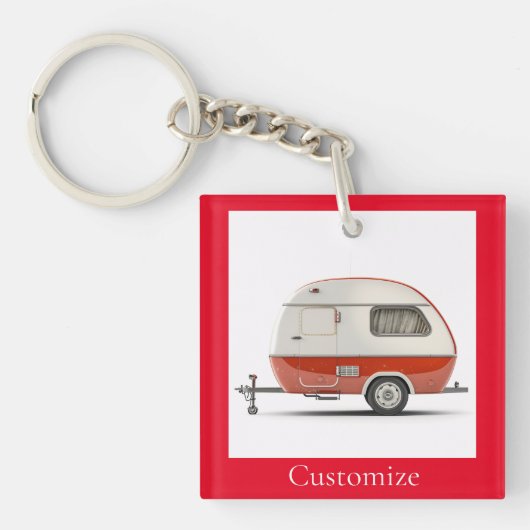 Klassieke Retro Teardrop Camper Thunder_Cove Sleutelhanger (voorkant)