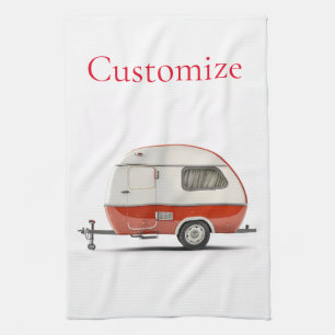 Klassieke Retro Teardrop Camper Thunder_Cove Theedoek