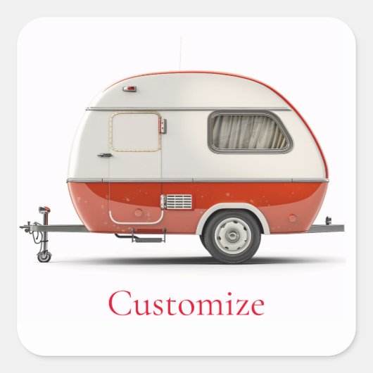 Klassieke Retro Teardrop Camper Thunder_Cove Vierkante Sticker (Voorkant)