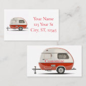 Klassieke Retro Teardrop Camper Thunder_Cove Visitekaartje (Voorkant / Achterkant)
