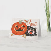Klassieke Retro Trick or Treat aangepaste Hallowee Feestdagen Kaart (Voorkant)