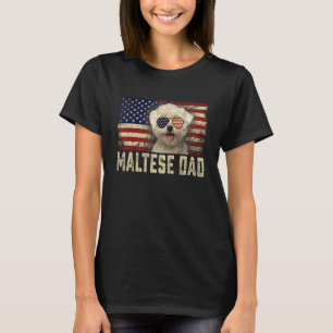 Klassieke Retro USA vlag Maltese vader vaders dag T-shirt