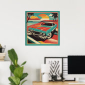 Klassieke retro vintage auto poster (Thuiskantoor)
