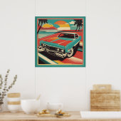 Klassieke retro vintage auto poster (Keuken)
