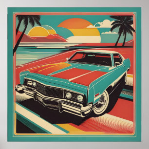 Klassieke retro vintage auto poster